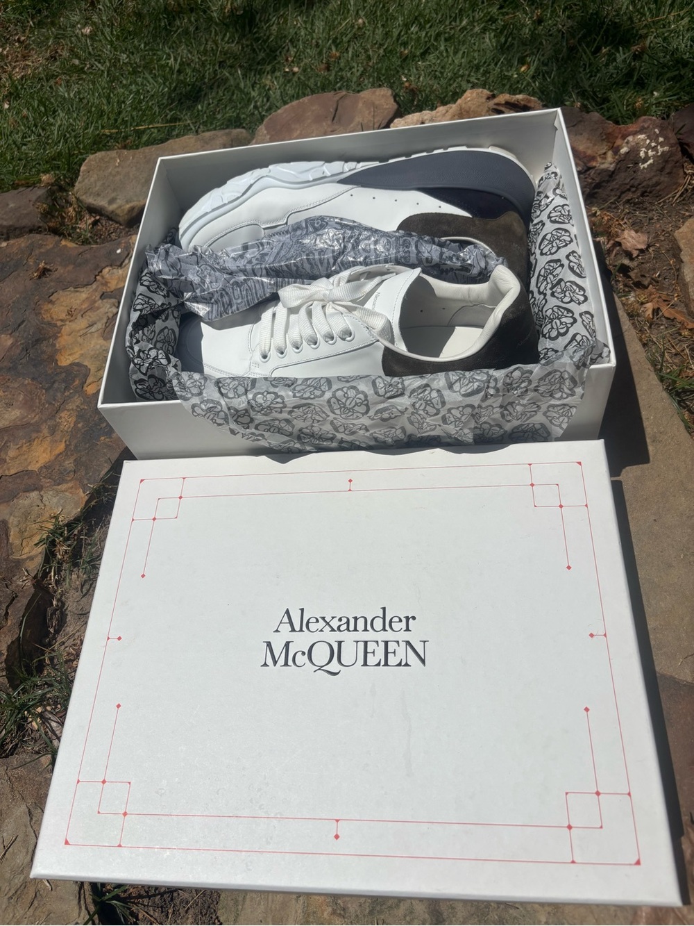 Alexander McQueen White Sneakers with Black Heel Accent